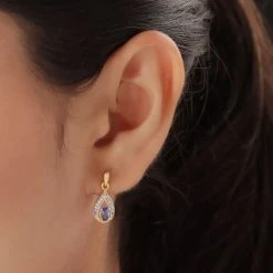 AA Tansanit Und Zirkon Ohrringe 925 Silber Gelbgold Vermeil Ca. 0.75 Ct 11 AA Tansanit Und Zirkon Ohrringe 925 Silber Gelbgold Vermeil Ca. 0.75 Ct -Schmuck Shoplc 7907898 2