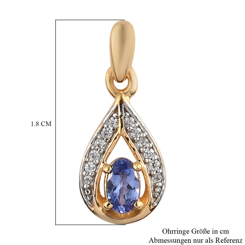 AA Tansanit Und Zirkon Ohrringe 925 Silber Gelbgold Vermeil Ca. 0.75 Ct 8 AA Tansanit Und Zirkon Ohrringe 925 Silber Gelbgold Vermeil Ca. 0.75 Ct – Bild 6