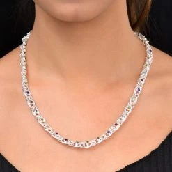 Mehrfarbige, Edelstein Königs-Halskette, 50 Cm, 925 Silber (ca. 51,33g) Ca. 5.53 Ct -Schmuck Shoplc 7914210 1