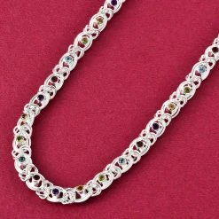 Mehrfarbige, Edelstein Königs-Halskette, 50 Cm, 925 Silber (ca. 51,33g) Ca. 5.53 Ct -Schmuck Shoplc 7914210 2