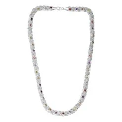 Mehrfarbige, Edelstein Königs-Halskette, 50 Cm, 925 Silber (ca. 51,33g) Ca. 5.53 Ct -Schmuck Shoplc 7914210 3