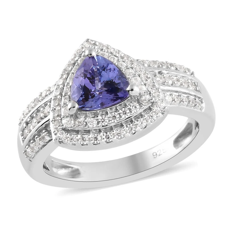 Tansanit Und Zirkon-Ring, 925 Silber Platiniert (Größe 20.00) Ca. 1.42 Ct 6 Tansanit Und Zirkon-Ring, 925 Silber Platiniert (Größe 20.00) Ca. 1.42 Ct – Bild 4