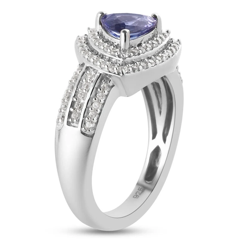 Tansanit Und Zirkon-Ring, 925 Silber Platiniert (Größe 20.00) Ca. 1.42 Ct 7 Tansanit Und Zirkon-Ring, 925 Silber Platiniert (Größe 20.00) Ca. 1.42 Ct – Bild 5