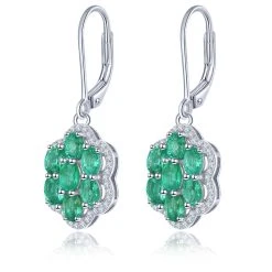 AAA Kagem Sambische Smaragd Und Zirkon-Ohrringe, 925 Silber Rhodiniert Ca. 2,55 Ct