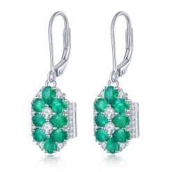 AAA Kagem Sambische Smaragd Und Zirkon-Ohrringe, 925 Silber Rhodiniert Ca. 3,12 Ct