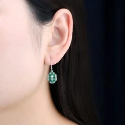 AAA Kagem Sambische Smaragd Und Zirkon-Ohrringe, 925 Silber Rhodiniert Ca. 3,12 Ct -Schmuck Shoplc 8731938 3