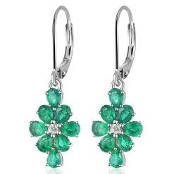 AAA Kagem Sambische Smaragd Und Zirkon-Ohrringe, 925 Silber Rhodiniert Ca. 2.25 Ct