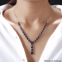 Masoala Saphir-Halskette, (Fissure Gefüllt), Ca. 45 Cm, 925 Silber Platiniert Ca. 24.01 Ct -Schmuck Shoplc 8732349 1