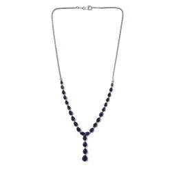 Masoala Saphir-Halskette, (Fissure Gefüllt), Ca. 45 Cm, 925 Silber Platiniert Ca. 24.01 Ct -Schmuck Shoplc 8732349 3