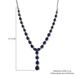Masoala Saphir-Halskette, (Fissure Gefüllt), Ca. 45 Cm, 925 Silber Platiniert Ca. 24.01 Ct -Schmuck Shoplc 8732349 5