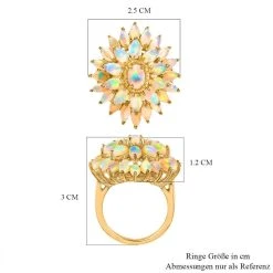 Natürlicher, äthiopischer Opal Blumen-Ring, 925 Silber Gelbgold Vermeil (Größe 16.00) Ca. 3.74 Ct 15 Natürlicher, äthiopischer Opal Blumen-Ring, 925 Silber Gelbgold Vermeil (Größe 16.00) Ca. 3.74 Ct -Schmuck Shoplc 8791553 6