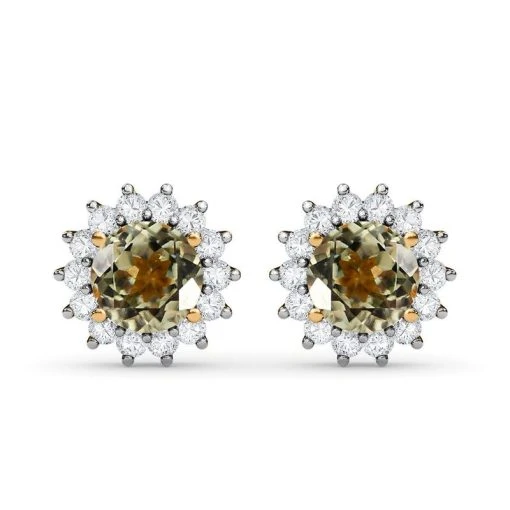 AAA Turkizit Und Weiße Zirkon Ohrstecker, 925 Silber Gelbgold Vermeil Ca. 1,47 Ct -Schmuck Shoplc 8835445