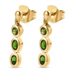 Natürliche Chromdiopsid-Ohrringe, 925 Silber Vergoldet Ca. 1.03 Ct -Schmuck Shoplc 8846691 3