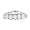 Künstliches, Weißes Opal Und Kristall-Armband, Ca. 18+2.5 Cm, Silberfarben, Ca. 7.00 Ct -Schmuck Shoplc 8860046