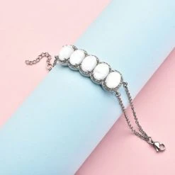 Künstliches, Weißes Opal Und Kristall-Armband, Ca. 18+2.5 Cm, Silberfarben, Ca. 7.00 Ct -Schmuck Shoplc 8860046 1