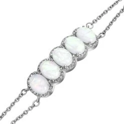 Künstliches, Weißes Opal Und Kristall-Armband, Ca. 18+2.5 Cm, Silberfarben, Ca. 7.00 Ct -Schmuck Shoplc 8860046 4