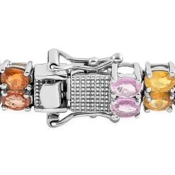 Mehrfarbiges Saphir-Armband, Ca. 19 Cm, 925 Silber Platiniert Ca. 17.06 Ct -Schmuck Shoplc 8860777 3