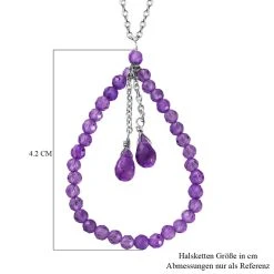 Afrikanische Amethyst-Halskette, Ca. 50 Cm, 925 Silber Rhodiniert Ca. 9.00 Ct -Schmuck Shoplc 8860831 4