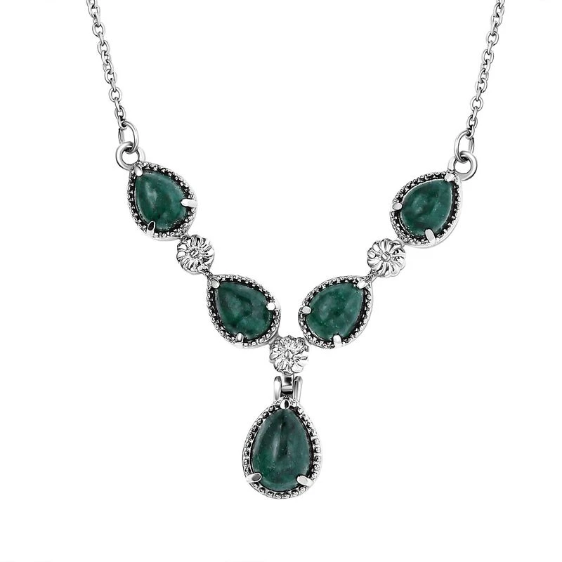 Grünes Aventurin-Collier, Ca. 45 Cm, Edelstahl Ca. 8.76 Ct 3 Grünes Aventurin-Collier, Ca. 45 Cm, Edelstahl Ca. 8.76 Ct