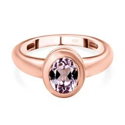 AA Martha Rocha Kunzit-Ring, 925 Silber Roségold Vermeil (Größe 16.00) Ca. 1.69 Ct