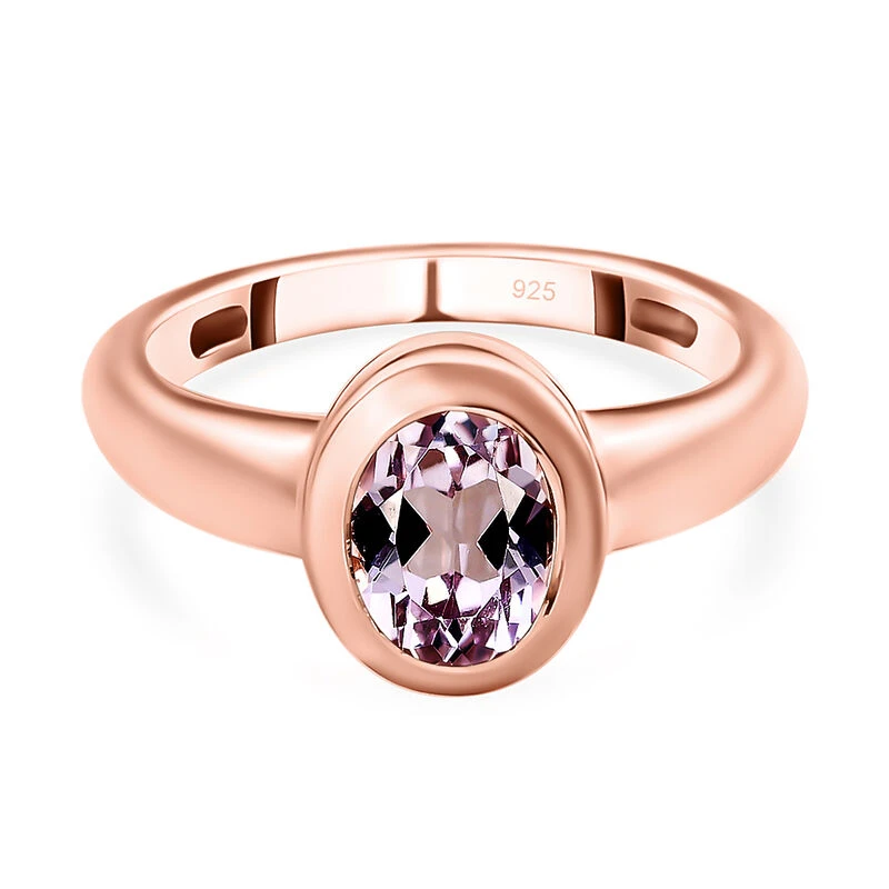 AA Martha Rocha Kunzit-Ring, 925 Silber Roségold Vermeil (Größe 16.00) Ca. 1.69 Ct 3 AA Martha Rocha Kunzit-Ring, 925 Silber Roségold Vermeil (Größe 16.00) Ca. 1.69 Ct