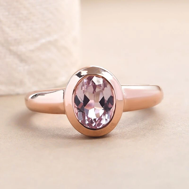 AA Martha Rocha Kunzit-Ring, 925 Silber Roségold Vermeil (Größe 16.00) Ca. 1.69 Ct 4 AA Martha Rocha Kunzit-Ring, 925 Silber Roségold Vermeil (Größe 16.00) Ca. 1.69 Ct – Bild 2