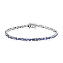 Tansanit-Armband, 19 Cm, 925 Silber Platiniert Ca. 7.65 Ct