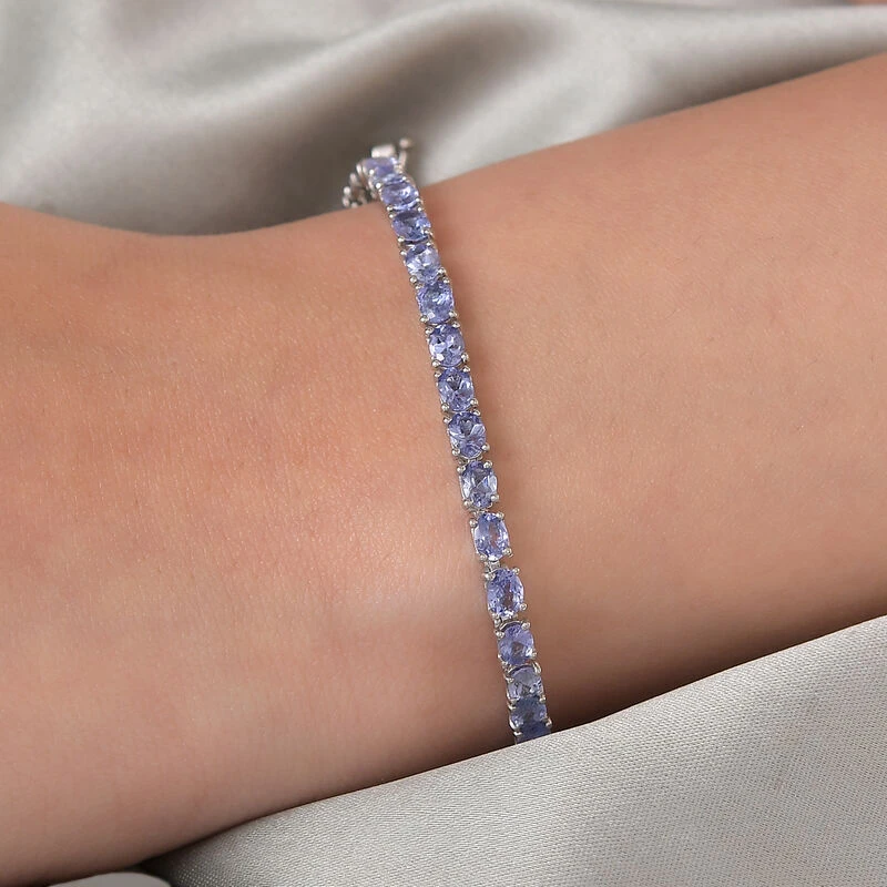 Tansanit-Armband, 19 Cm, 925 Silber Platiniert Ca. 7.65 Ct 5 Tansanit-Armband, 19 Cm, 925 Silber Platiniert Ca. 7.65 Ct – Bild 3