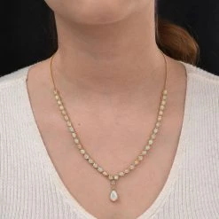 Natürliche, äthiopische Opal-Halskette, Ca. 45 Cm, 925 Silber Gelbgold Vermeil Ca. 8.95 Ct -Schmuck Shoplc 8881624 1