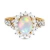 Natürlicher, äthiopischer Opal Und Weißer Zirkon-Ring, 925 Silber Gelbgold Vermeil (Größe 20.00) Ca. 1.87 Ct -Schmuck Shoplc 8881661