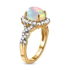 Natürlicher, äthiopischer Opal Und Weißer Zirkon-Ring, 925 Silber Gelbgold Vermeil (Größe 20.00) Ca. 1.87 Ct 13 Natürlicher, äthiopischer Opal Und Weißer Zirkon-Ring, 925 Silber Gelbgold Vermeil (Größe 20.00) Ca. 1.87 Ct -Schmuck Shoplc 8881661 4