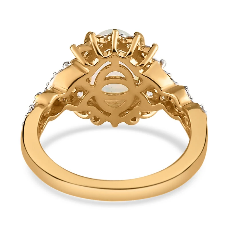 Natürlicher, äthiopischer Opal Und Weißer Zirkon-Ring, 925 Silber Gelbgold Vermeil (Größe 20.00) Ca. 1.87 Ct 8 Natürlicher, äthiopischer Opal Und Weißer Zirkon-Ring, 925 Silber Gelbgold Vermeil (Größe 20.00) Ca. 1.87 Ct – Bild 6