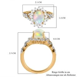 Natürlicher, äthiopischer Opal Und Weißer Zirkon-Ring, 925 Silber Gelbgold Vermeil (Größe 20.00) Ca. 1.87 Ct 15 Natürlicher, äthiopischer Opal Und Weißer Zirkon-Ring, 925 Silber Gelbgold Vermeil (Größe 20.00) Ca. 1.87 Ct -Schmuck Shoplc 8881661 6