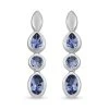 Tansanit 3-Stein-Ohrringe, 925 Silber Platiniert, Ca. 1.03 Ct -Schmuck Shoplc 8883945