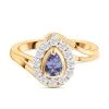 Tansanit Und Weißer Zirkon-Ring, 925 Silber Gelbgold Vermeil (Größe 18.00) Ca. 0.94 Ct -Schmuck Shoplc 8895856