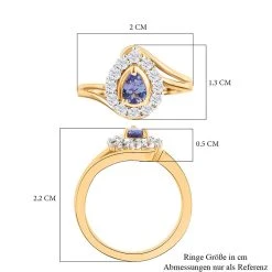 Tansanit Und Weißer Zirkon-Ring, 925 Silber Gelbgold Vermeil (Größe 18.00) Ca. 0.94 Ct -Schmuck Shoplc 8895856 6