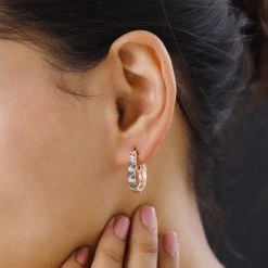 Natürliche Champagner Diamant Creolen, 925 Silber Roségold Vermeil Ca. 0.50 Ct -Schmuck Shoplc 8903347 2