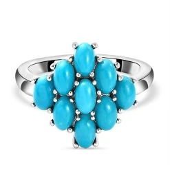 Amerikanischer, Natürlicher Sleeping Beauty Türkis-Ring, 925 Silber Platiniert (Größe 16.00) Ca. 2.05 Ct