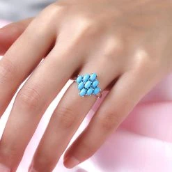 Amerikanischer, Natürlicher Sleeping Beauty Türkis-Ring, 925 Silber Platiniert (Größe 16.00) Ca. 2.05 Ct -Schmuck Shoplc 8914189 2