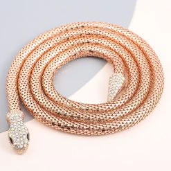 Kristall Schlangen Halskette, Ca. 129.5 Cm, Roséfarben -Schmuck Shoplc 8933699 1