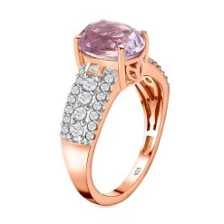 AA Martha Rocha Kunzit Und Weißer Zirkon-Ring, 925 Silber Roségold Vermeil (Größe 20.00) Ca. 4.48 Ct -Schmuck Shoplc 8942756 4