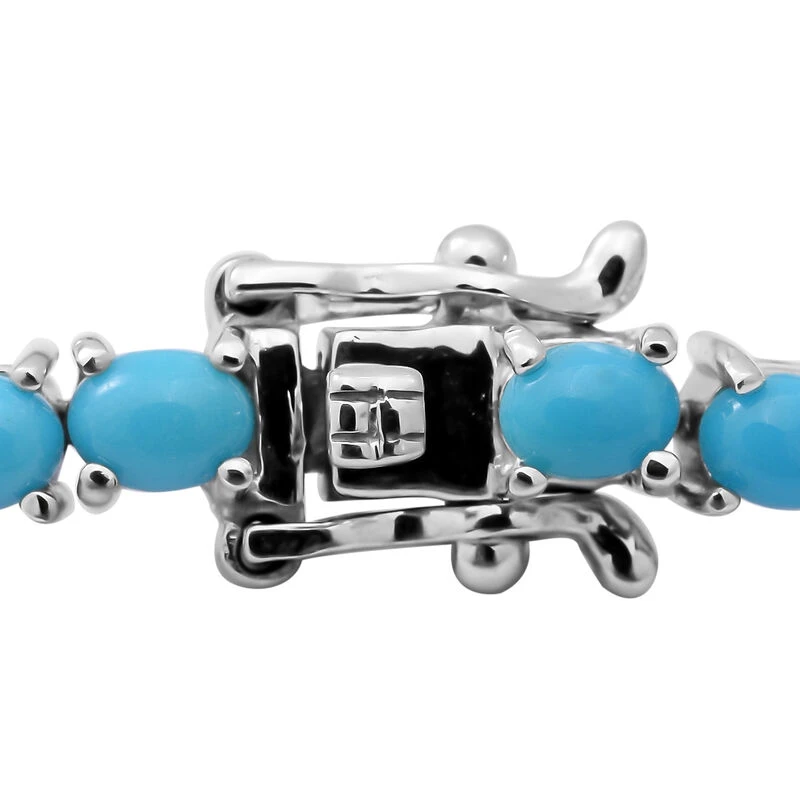 Amerikanisches, Natürliches Sleeping Beauty Türkis-Armband, Ca. 19 Cm, 925 Silber Platiniert Ca. 7.04 Ct 4 Amerikanisches, Natürliches Sleeping Beauty Türkis-Armband, Ca. 19 Cm, 925 Silber Platiniert Ca. 7.04 Ct – Bild 2