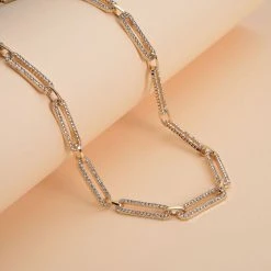 Weiße Kristall Halskette, Ca. 45 Cm, Goldfarben -Schmuck Shoplc 8947336 1