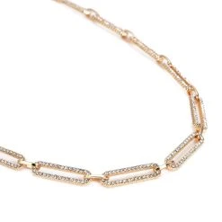 Weiße Kristall Halskette, Ca. 45 Cm, Goldfarben -Schmuck Shoplc 8947336 2