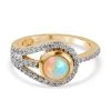 Natürlicher Äthiopischer Opal Und Zirkon Ring 925 Silber Vergoldet (Größe 17.00) Ca. 1,02 Ct -Schmuck Shoplc 8947570