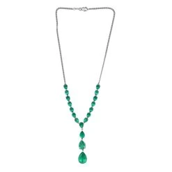 Smaragd-Triplette-Quarz Halskette, Ca. 45 Cm, 925 Silber Platiniert Ca. 44.74 Ct -Schmuck Shoplc 8951990 4