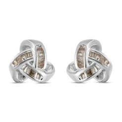 Natürliche Champagner Diamant-Ohrstecker, 925 Silber Platiniert Ca. 0.15 Ct