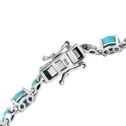 Amerikanisches, Natürliches Sleeping Beauty Türkis-Armband, Ca. 19 Cm, 925 Silber Platiniert Ca. 9.92 Ct -Schmuck Shoplc 8958549 3