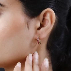 Afrikanische Rubin (Fissure Gefüllt) Creolen, 925 Silber Vergoldet, Ca. 0.99 Ct -Schmuck Shoplc 8958572 2