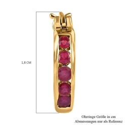 Afrikanische Rubin (Fissure Gefüllt) Creolen, 925 Silber Vergoldet, Ca. 0.99 Ct -Schmuck Shoplc 8958572 4